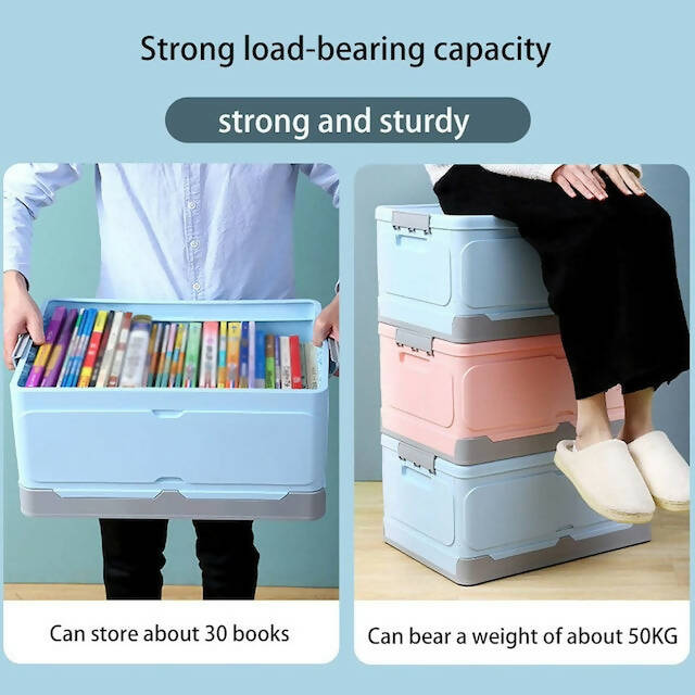 Foldable Multipurpose Storage Box with Lid, Clothes Storage Box with Handle, Stackable and Space Saving Organizing Box for Under Bed