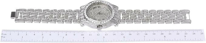 Half-Iced Metal Bracelet Quartz Crystal Silver Diamond-Like Watch