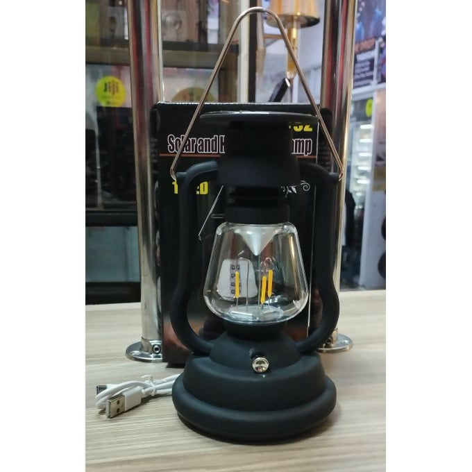 3-in-1 Solar Rechargeable Lantern Lamp โ LED Light with Manual Crank & USB Charging for Camping, Power Outages & Emergency Use