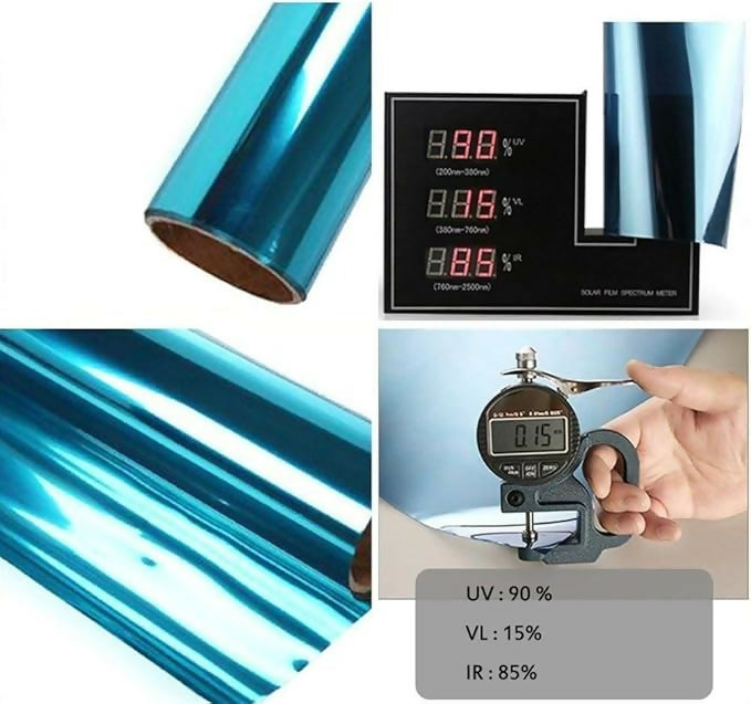 Blue Privacy Window Tint Film Sun Membrane