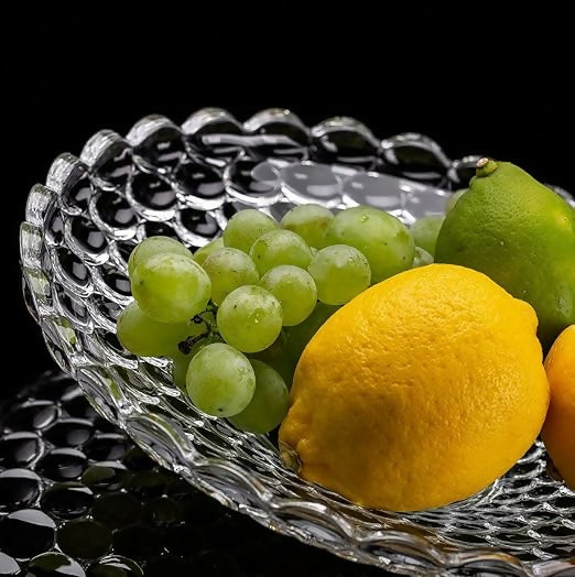 Glass Platter Bubble Texture 24cm