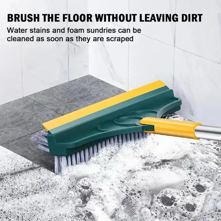 3 in 1 Floor V-shaped Scrubbing Brush with Stiff Bristles & a Scrapper