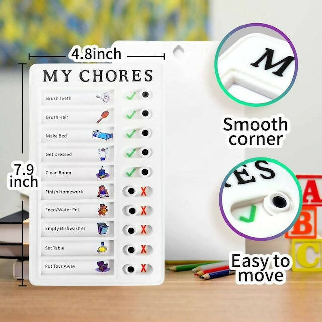 My Chores Kids Checklist Board for Children, Can be Edited to Suit Your Kids Daily Routine, Portable Memo Board
