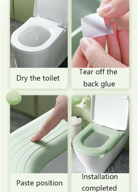 Household Waterproof Thickened Toilet Seat with Handle, Soft Toilet Silicone Seat Covers, Bathroom Comfortable Toilet Seat Pad- Blue, Light Pink
