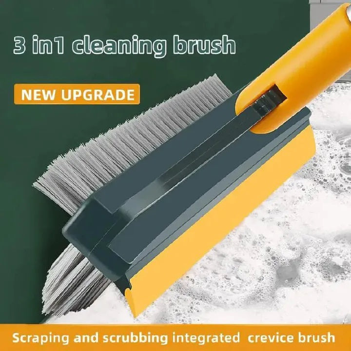 3 in 1 Floor V-shaped Scrubbing Brush with Stiff Bristles & a Scrapper