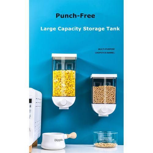 1kg Wall-Mounted Rice & Cereal Dispenser– Transparent Grain Storage Box, Sealed Food Container