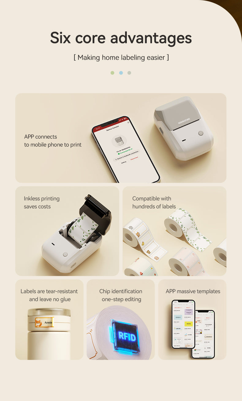 Niimbot B1 Portable Thermal Printer Handheld Adhesive label printer For Wireless Bluetooth Tag Price Color Rolls Label Maker