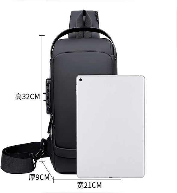 Cross Body Shoulder Bag, Anti-Theft Shoulder Backpack, Fashion Leather Chest Bag, Men's Motorcycle Bag, USB Charging Backpack