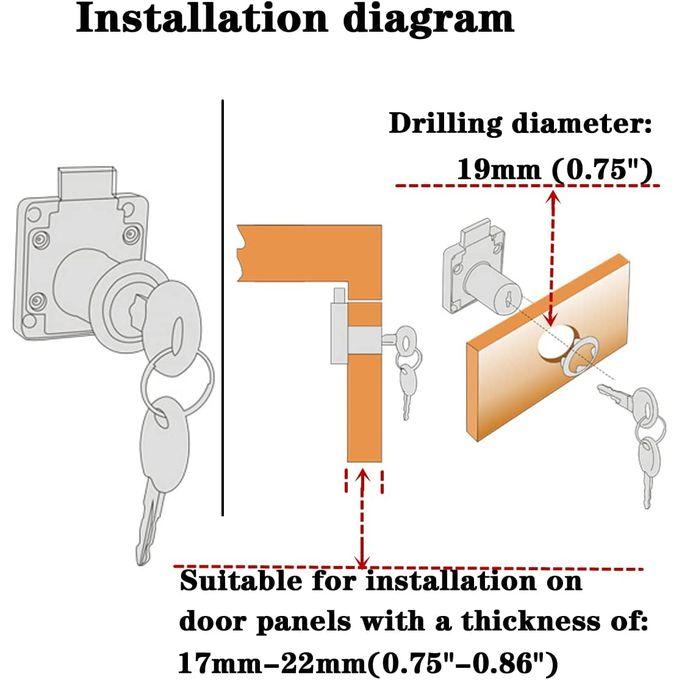Drawer Lock With Keys And Screws For Cabinet/Wardrobe/Cupboard/Office Desk