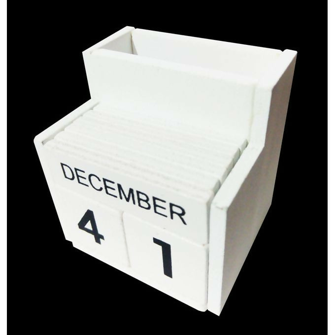 Office Pen Holder With Calendar Wooden Pen Pot