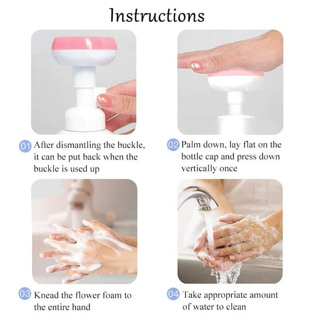 Foam Flower Hand Soap Dispenser, Hydrating Soap Flower Remove Germs Disinfection, Soap Pump Bottle - Pack of 5 Sold with One Cap