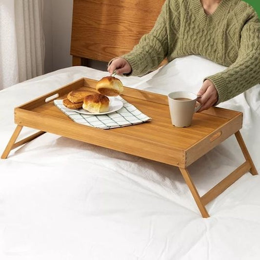 Foldable Bamboo Tray, Versatile Bamboo Serving Tray Table, Breakfast in Bed Bamboo Tray, Foldable Bamboo Tray Laptop Desk