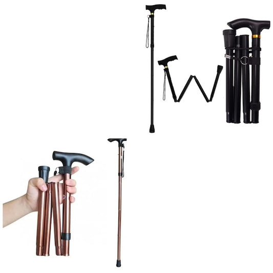 Foldable Walking Stick, Easy to Fold and Carry, Old Man Crutches, Folding Telescopic Aluminum Alloy Walking Stick