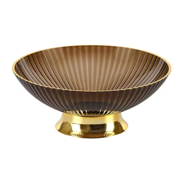 Brown & Gold Fruit Bowl with Drain Base