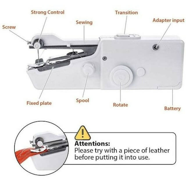 Hand Held Sewing Machine, Portable Electric Handheld Sewing Machine, Mini Handy Stitch Needlework Cordless(White)