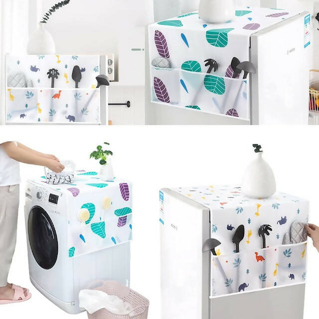 Fridge Covers, Fridge Dustproof Covers, Washing Machine Cover, Sun Protection, Waterproof, Fridge Dust Protection with Multifunctional Side Storage Bag