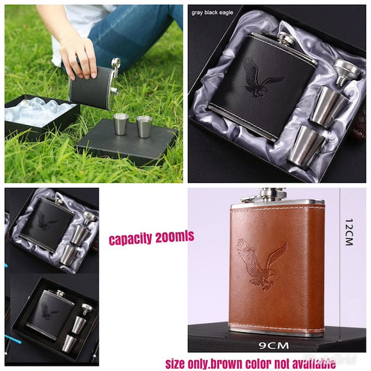 Hip whisky bottle, 7 oz Wine Glass Whiskey Bottle, Whiskey Flask With 2 Tot Cups, Pocket Portable Stainless Steel Wine Bottle