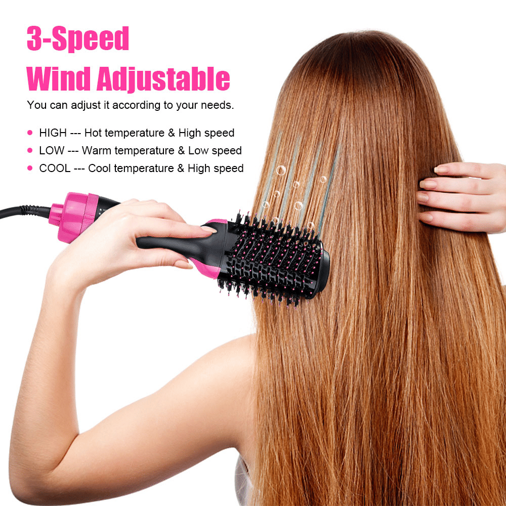 Pro One Step Hot Air Brush Volumizer: Dryer, Straightener, Curler for All Hair Types
