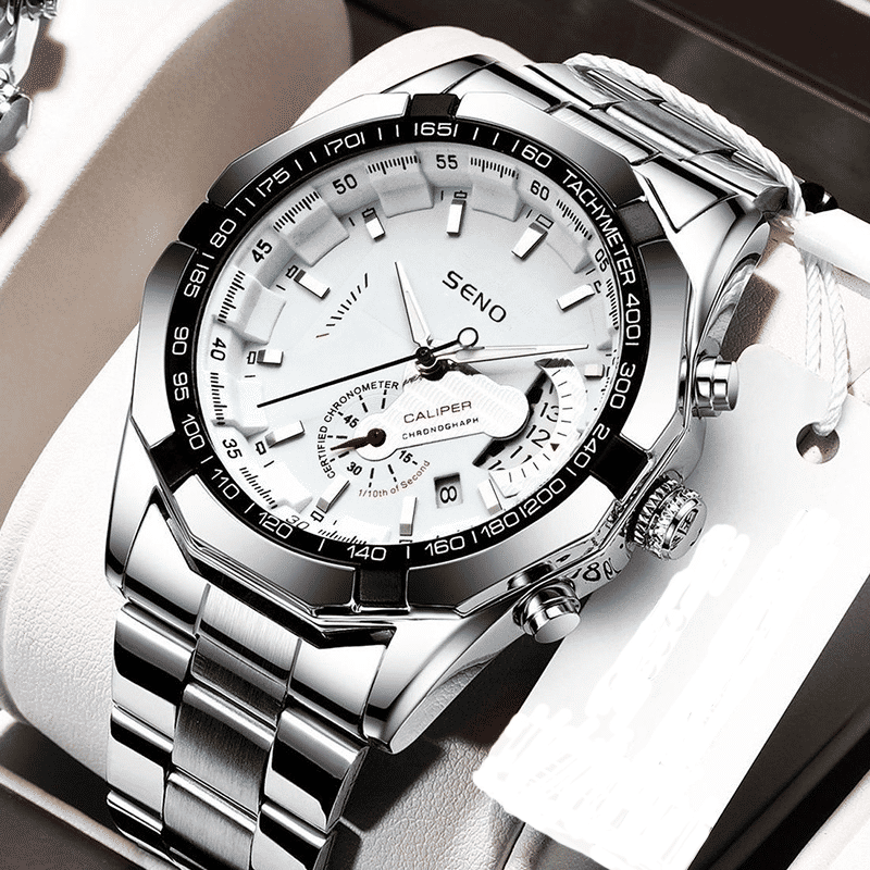 Men's Large Dial Waterproof Calendar Watch - Fashion Business Stainless Steel