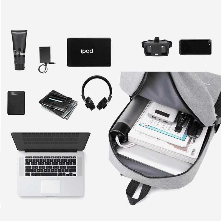 Durable 3-Piece Men's Anti-Theft USB Laptop Backpack Set: School, Travel, Leisure