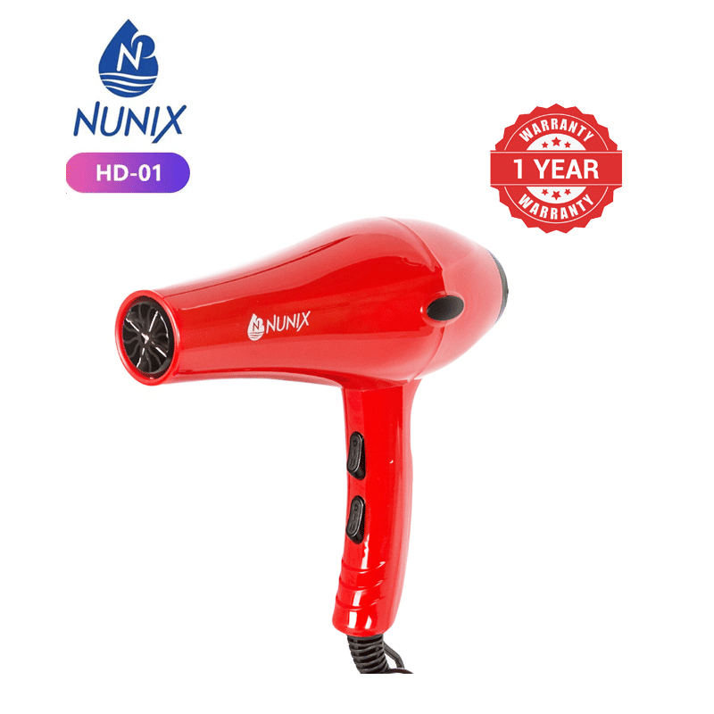 Nunix 2200W Professional Hair Dryer: Fast Drying, Low Noise, Hot & Cold Air