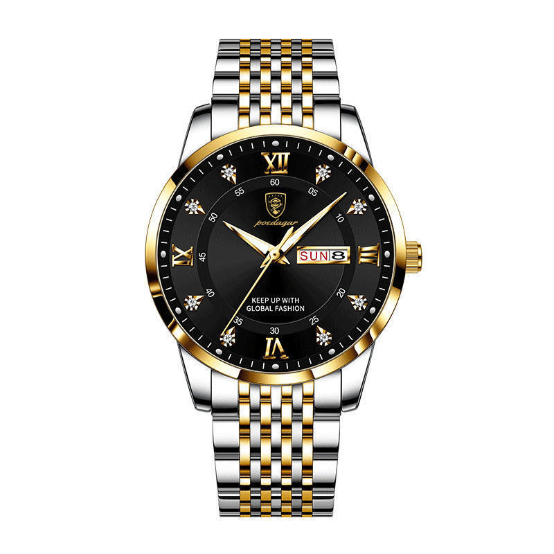 POEDAGAR Men's Waterproof Luminous Quartz Business Watch: Ultra-thin, Calendar, Top Brand
