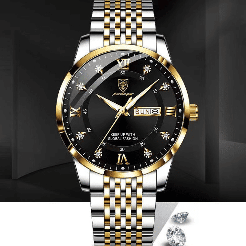 POEDAGAR Men's Waterproof Luminous Quartz Business Watch: Ultra-thin, Calendar, Top Brand
