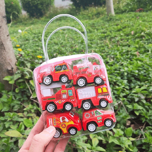6-Piece Mini Engineering and Fire Engine Toy Car Set