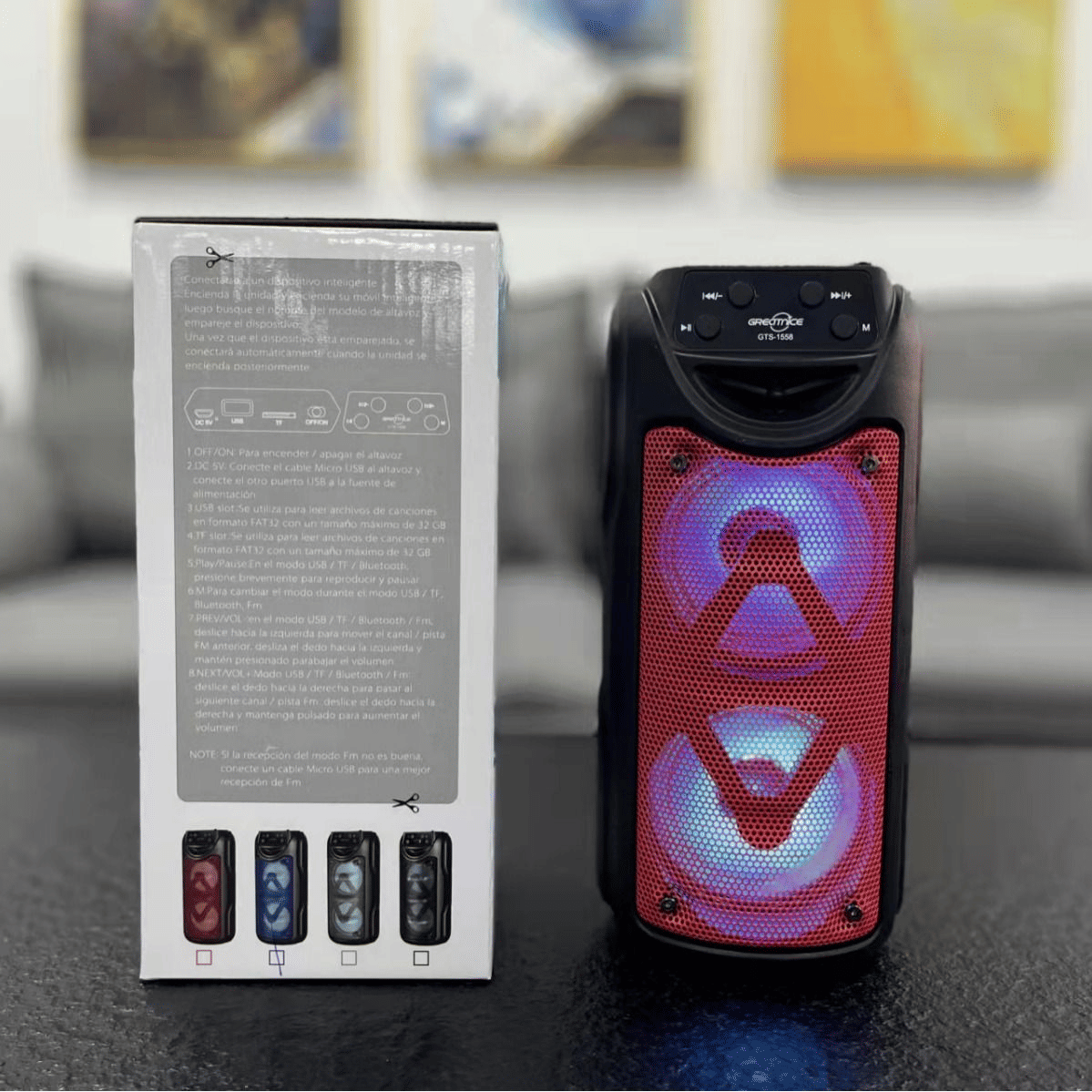 Portable Dual 3-inch Bluetooth Speaker with Dynamic Colorful LED Lights for Parties