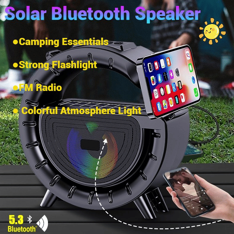 Solar Bluetooth Speaker with Torch Light: Portable, Loud Sound, Long Endurance