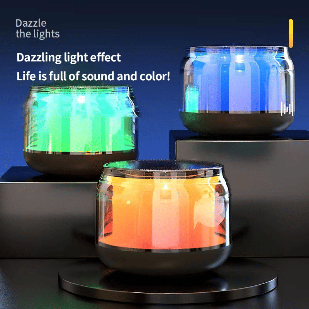 Transparent Sci-Fi Portable Bluetooth Speaker, Multi-Color LED Lights, Mini Soundbox