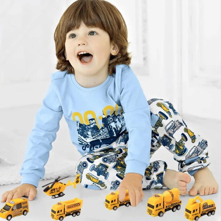 6 Pcs Alloy Construction Vehicle Toy Set Inertial Pull Back Truck