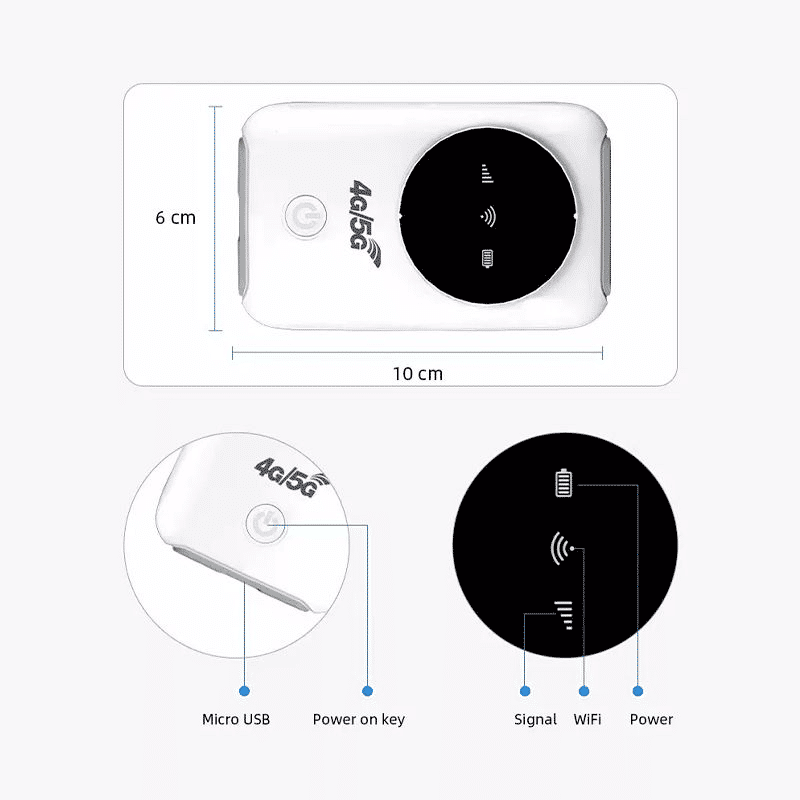 Portable 4G LTE MIFI Router, 3200mAh Battery, 150Mbps Mobile Hotspot