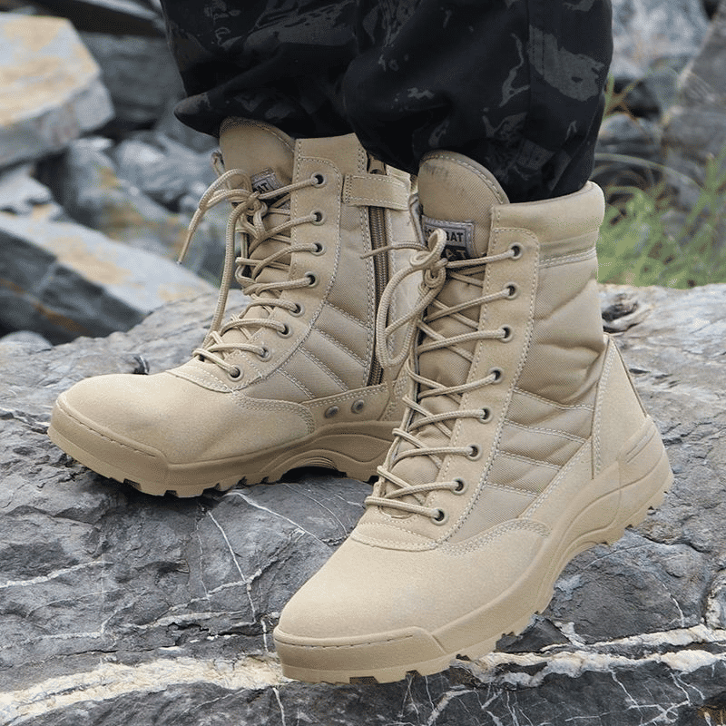 Durable Men's Tactical Jungle Hiking Boots - Khaki Ankle Military Footwear