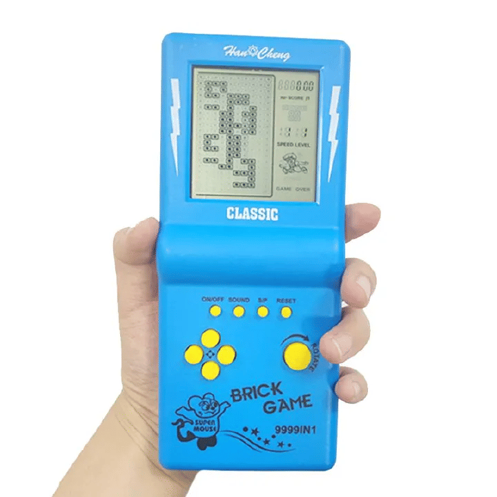 Classic Retro Handheld Tetris Brick Game Console Large Screen Blue