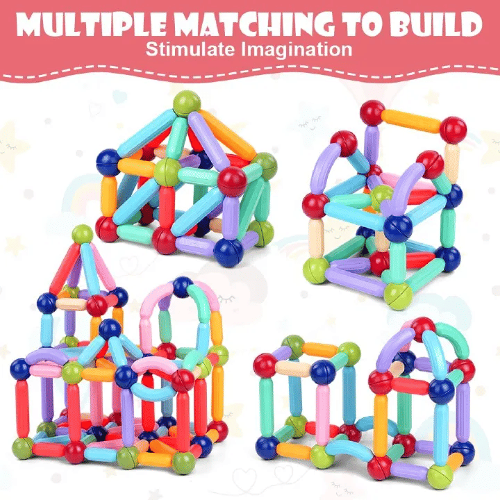 84-Piece Magnetic Building Balls and Rods STEM Construction Set