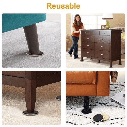 16 Pcs Reusable Heavy Furniture Sliders Moving Kit 8.98cm
