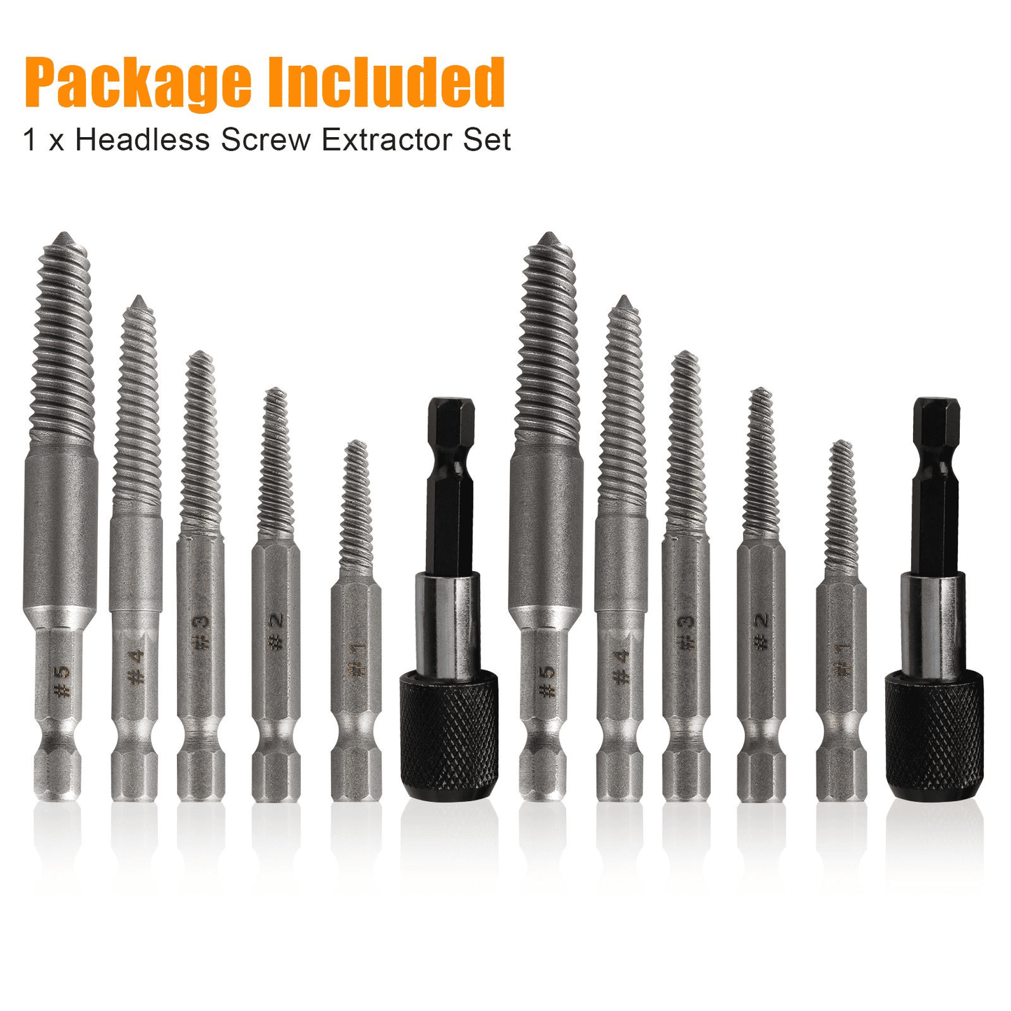 12Pcs Stud Screw Extractor Remover 1/4 Inch Hex Shank Set