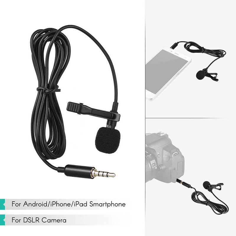 Portable Lapel Microphone Clip-on 3.5mm Jack 59-inch Cable for Speakers