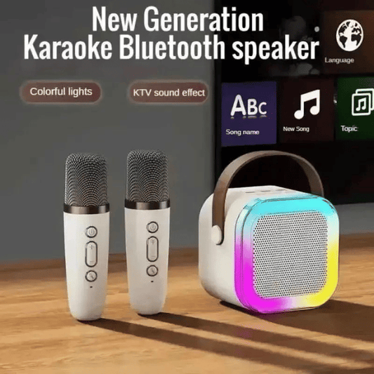 Portable Bluetooth K12 Karaoke Machine with Two Wireless Microphones & PA Speaker System