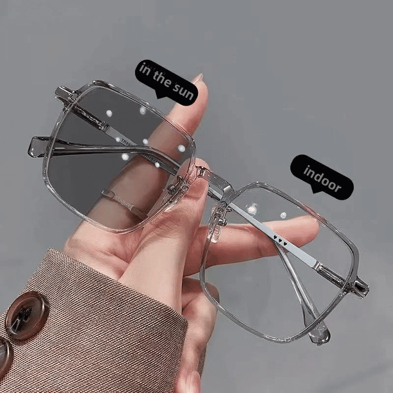 Stylish Photochromic Square Glasses: Outdoor Color Changing Eyewear for Men & Women