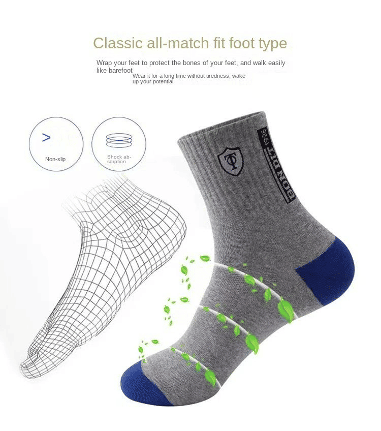 5 Pairs Men's Light Cushion Crew Work Athletic Running Boot Socks