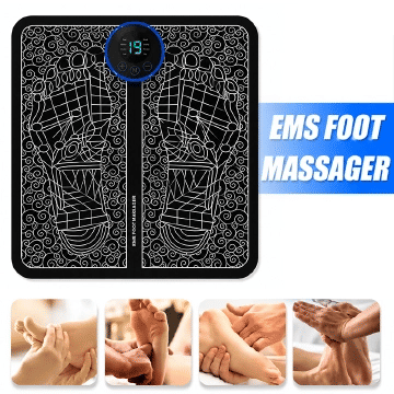 Electric EMS Foot Massager Pad Foldable 8 Modes 19 Levels Black