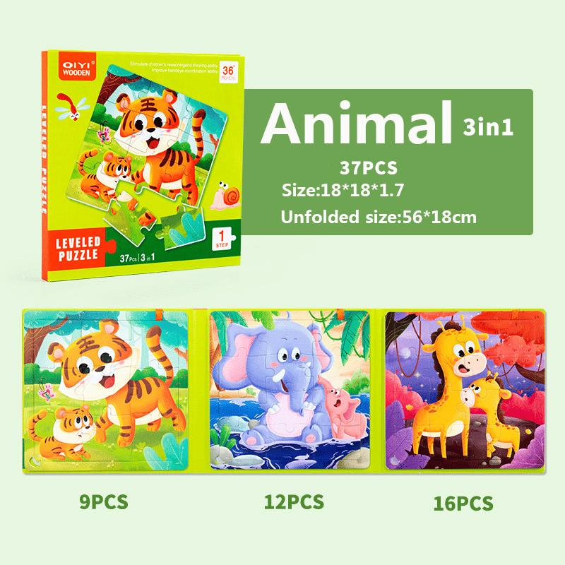 3-in-1 Kids Jigsaw Puzzle Book Developmental Toy
