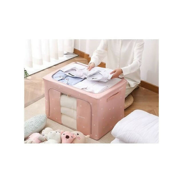 Multipurpose Storage Box: Oxford + Steel, Waterproof, Foldable, Large Capacity, Transparent Design