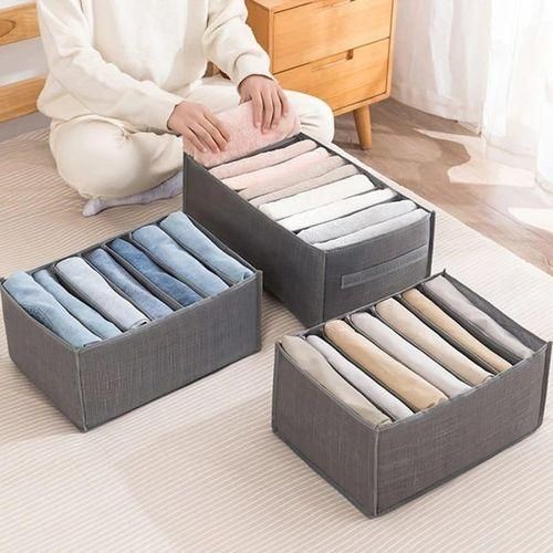 7-Grid Thickened Clothes Organizer โ Foldable Wardrobe Storage Box for Jeans, Pants & Closet Organization