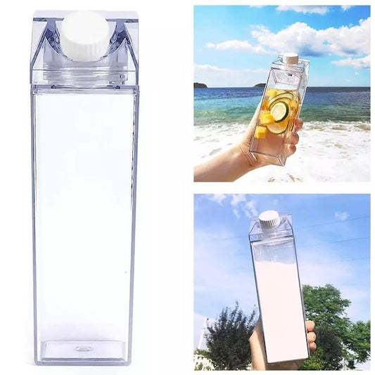 1L Milk Water Bottle with Twist-Off Top, Reusable Clear Milk Carton Water Bottle, Plastic Milk Juice Bottle For Outdoor Sports