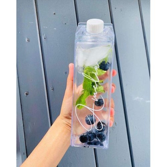 1L Milk Water Bottle with Twist-Off Top, Reusable Clear Milk Carton Water Bottle, Plastic Milk Juice Bottle For Outdoor Sports