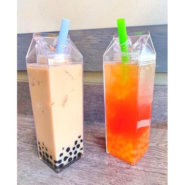 1L Milk Water Bottle with Twist-Off Top, Reusable Clear Milk Carton Water Bottle, Plastic Milk Juice Bottle For Outdoor Sports