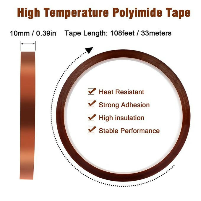High Temperature Heat Resistant Tape Electronic Polyimide Tape For Masking, Soldering, Electrical, Heat Transfer Vinyl, 3D Printers